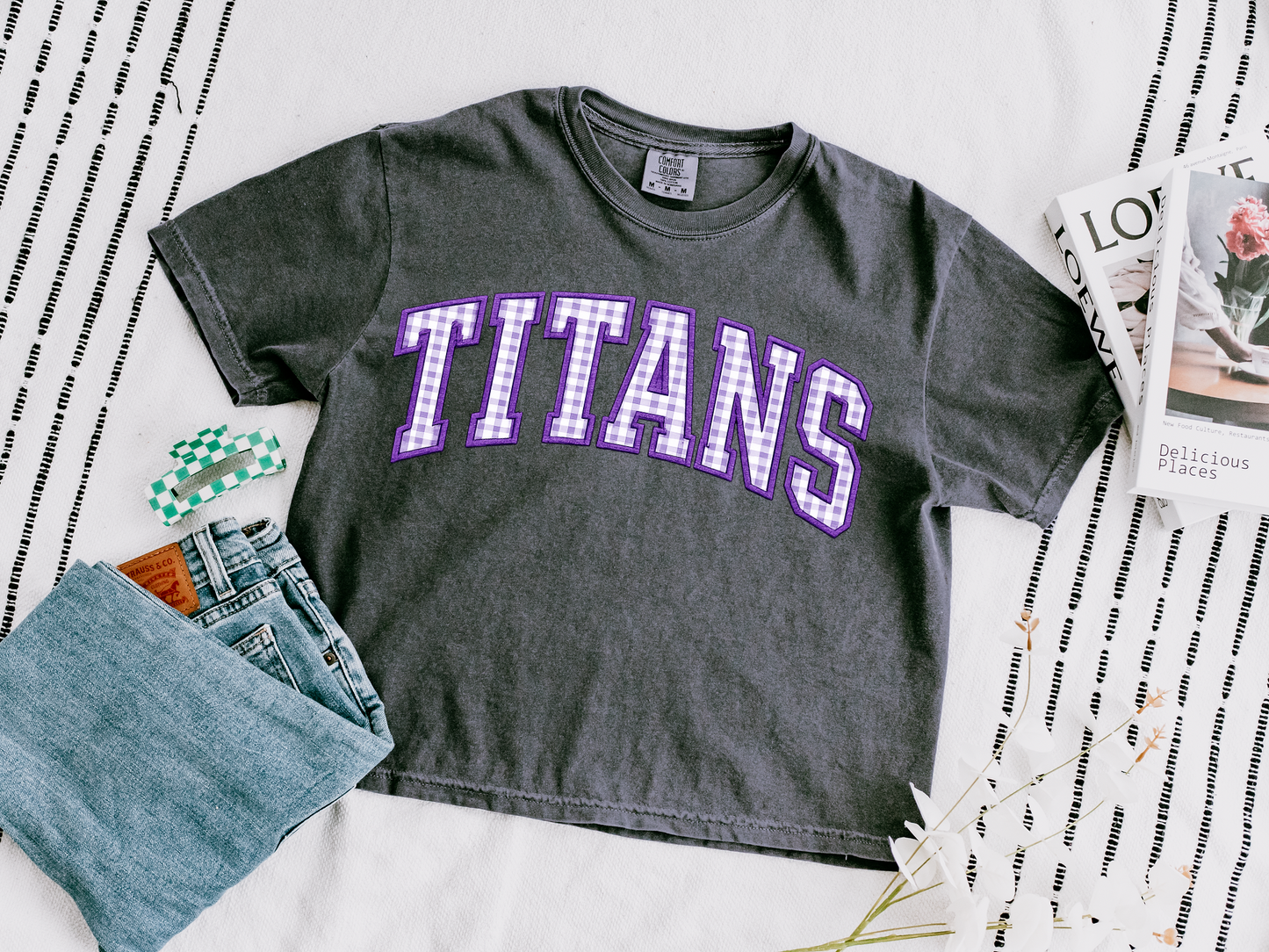 PRE-ORDER Faux Embroidered Checkered Titans Tee