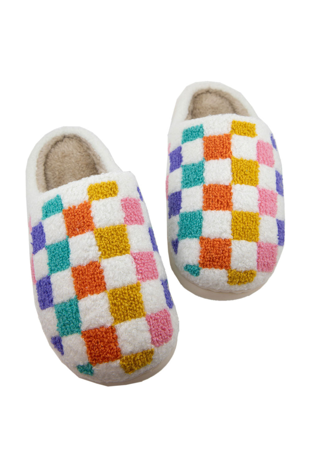 Checkered Plush Thermal Slippers