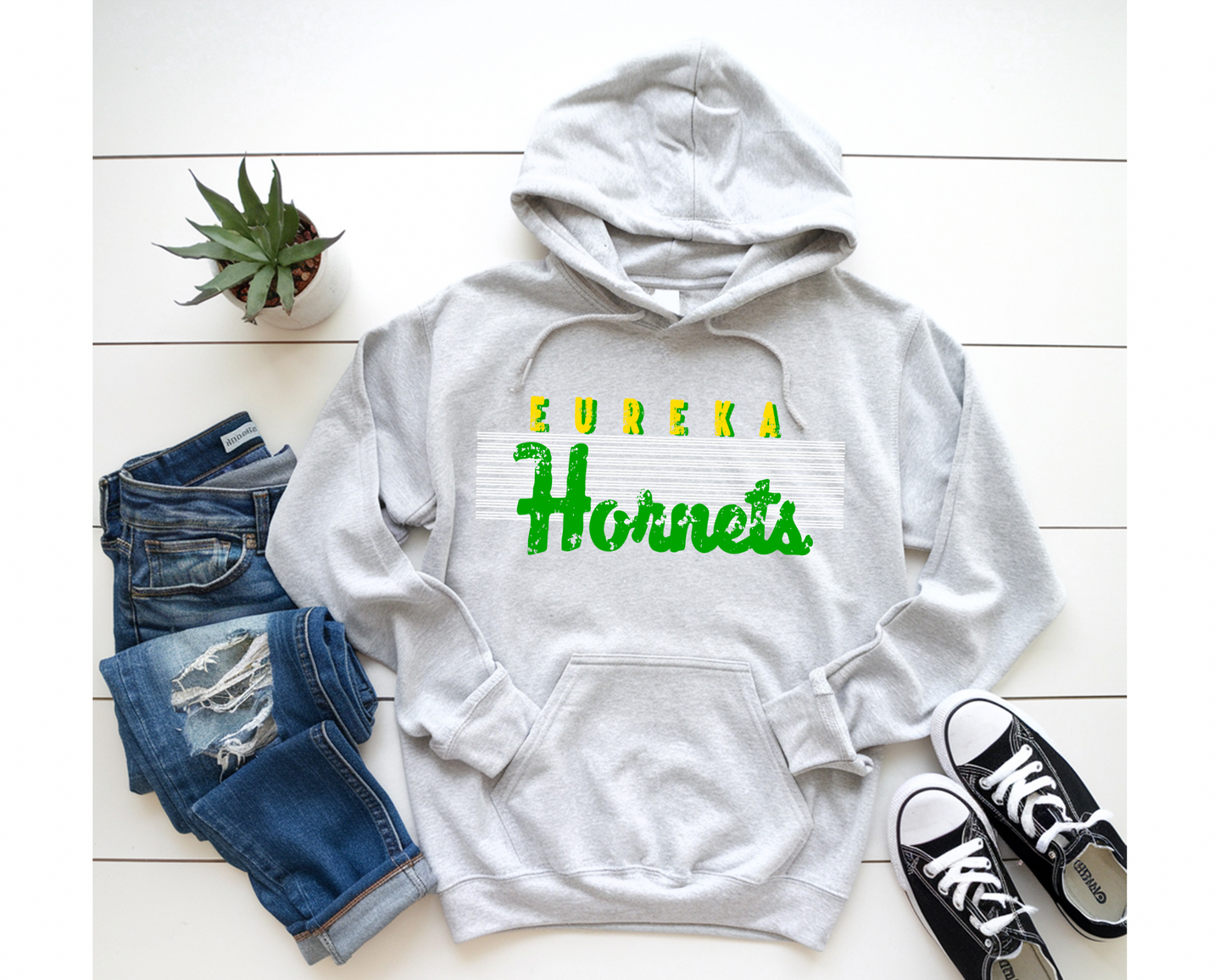PRE-ORDER Ash Grey Vintage Stripe Hornets Sweatshirts