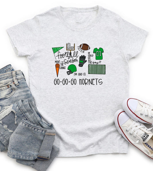 Go Go Hornets Football Tee