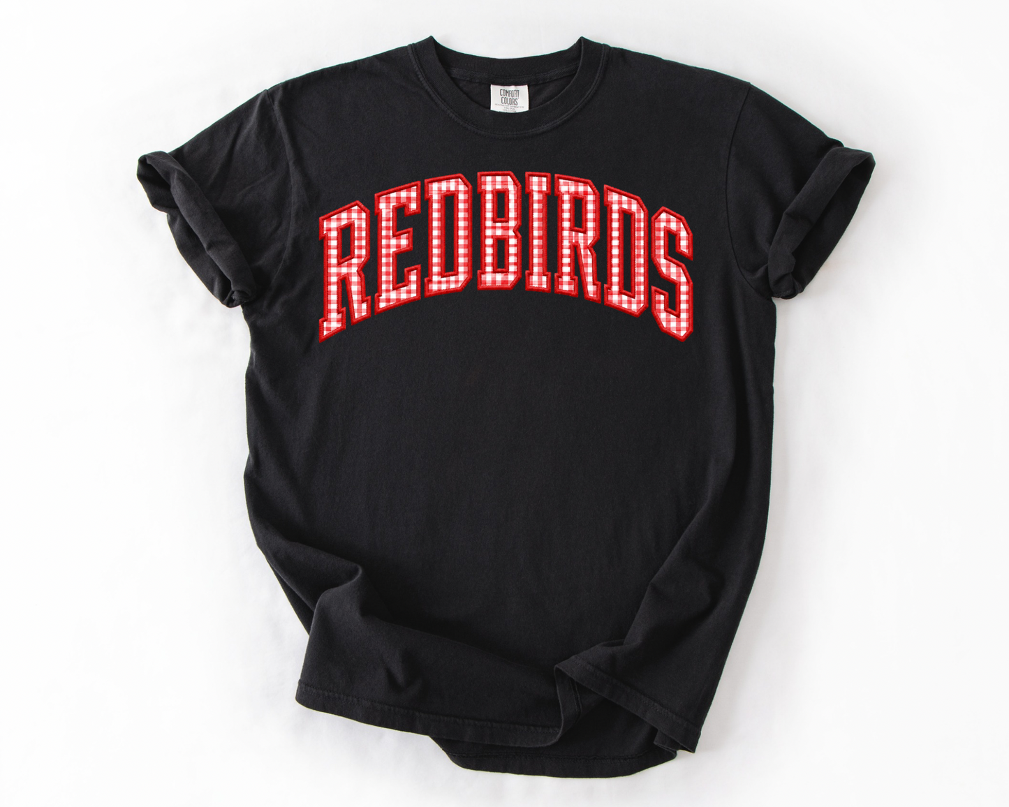 PRE-ORDER Faux Embroidered Checkered Redbirds Tee