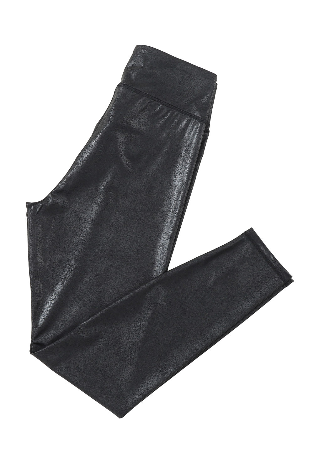 Black Criss Cross Waist Leather Leggings