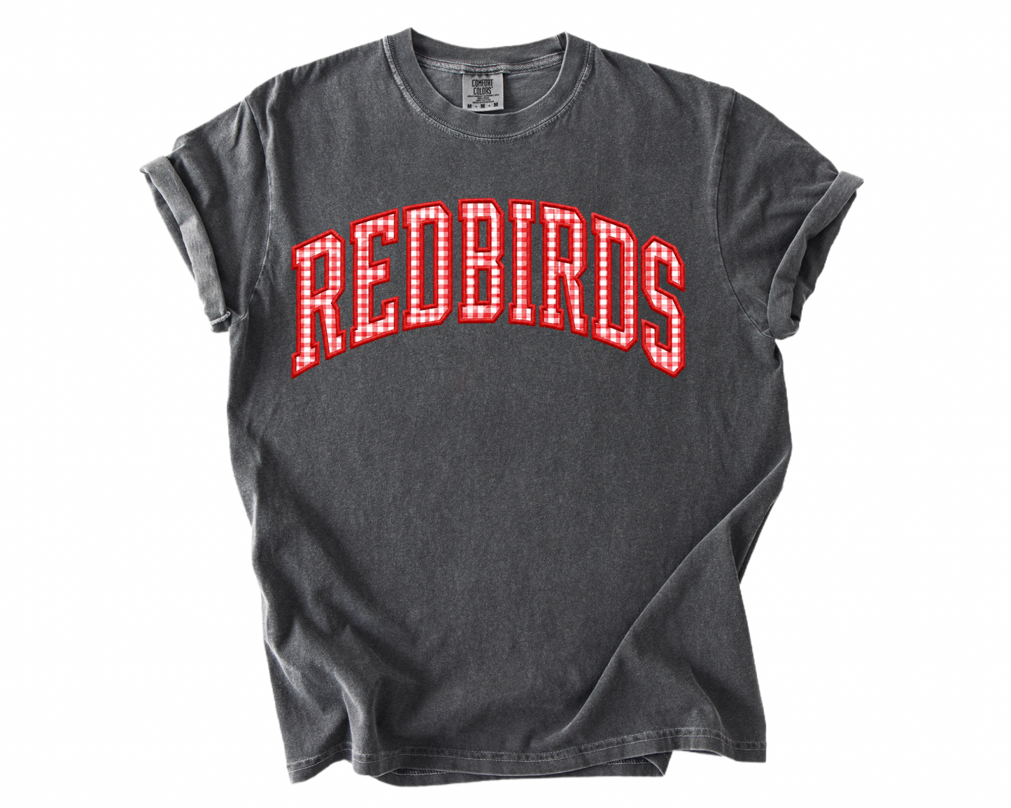 PRE-ORDER Faux Embroidered Checkered Redbirds Tee