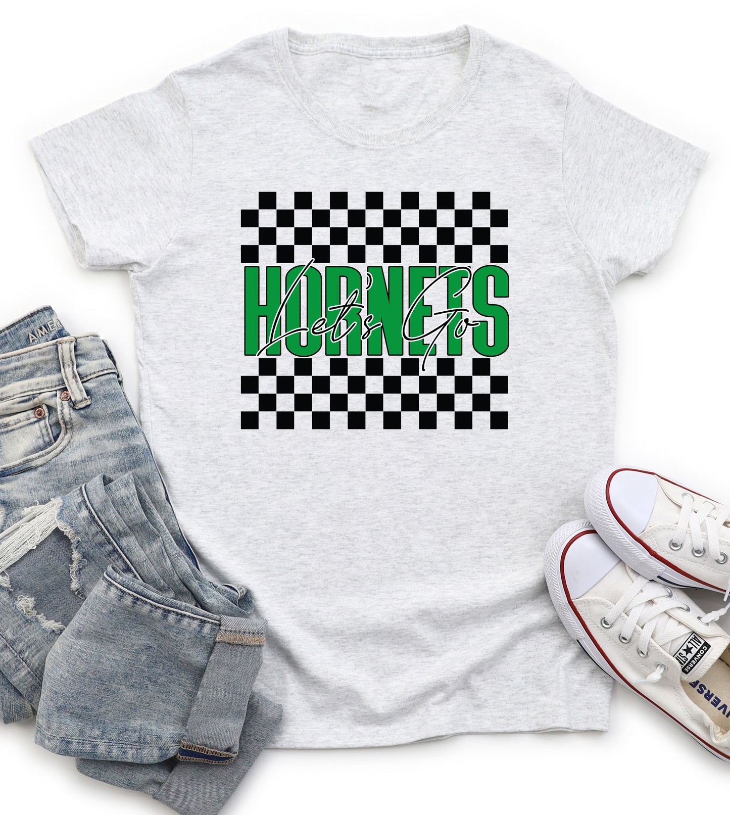 Checkered Let’s Go Hornets Tee