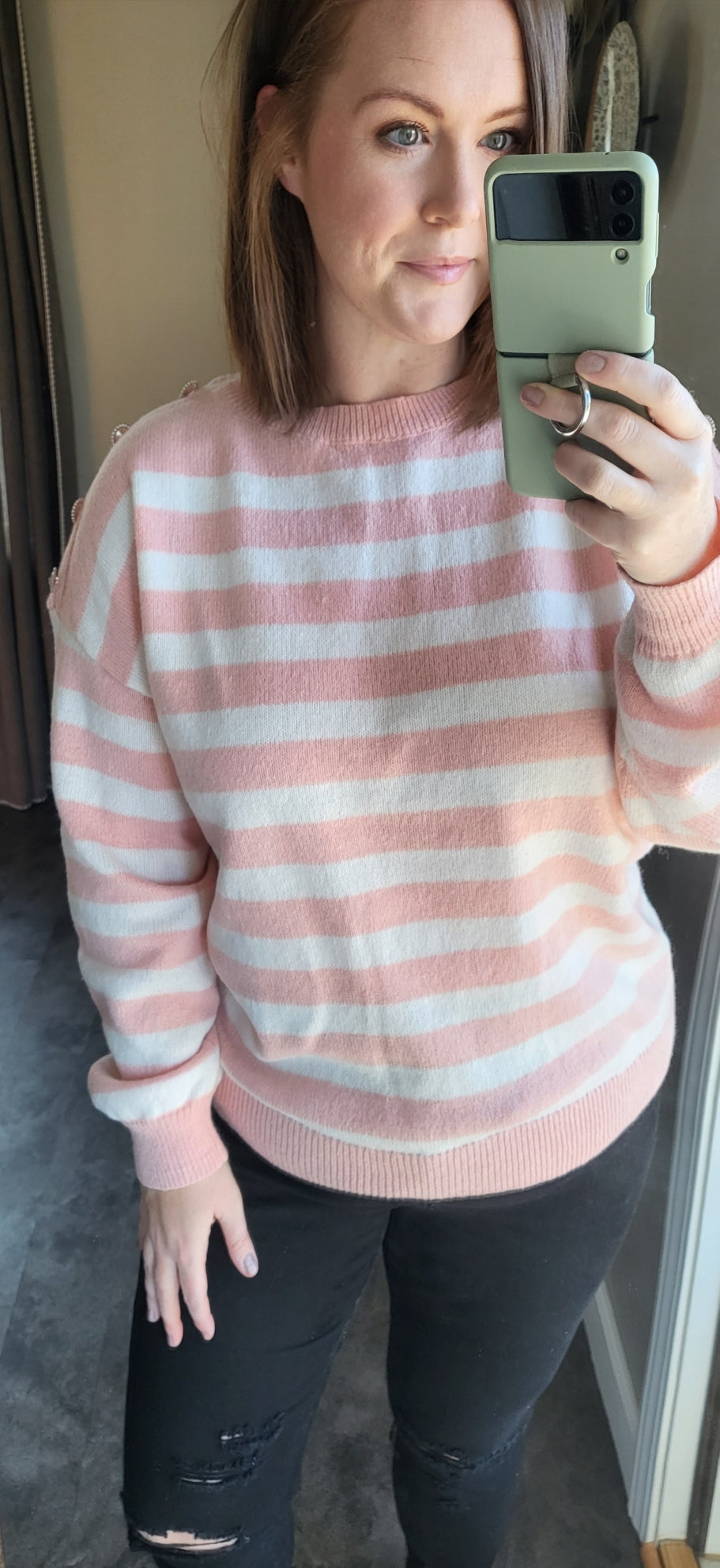 Curvy Pink Stripe Sweater